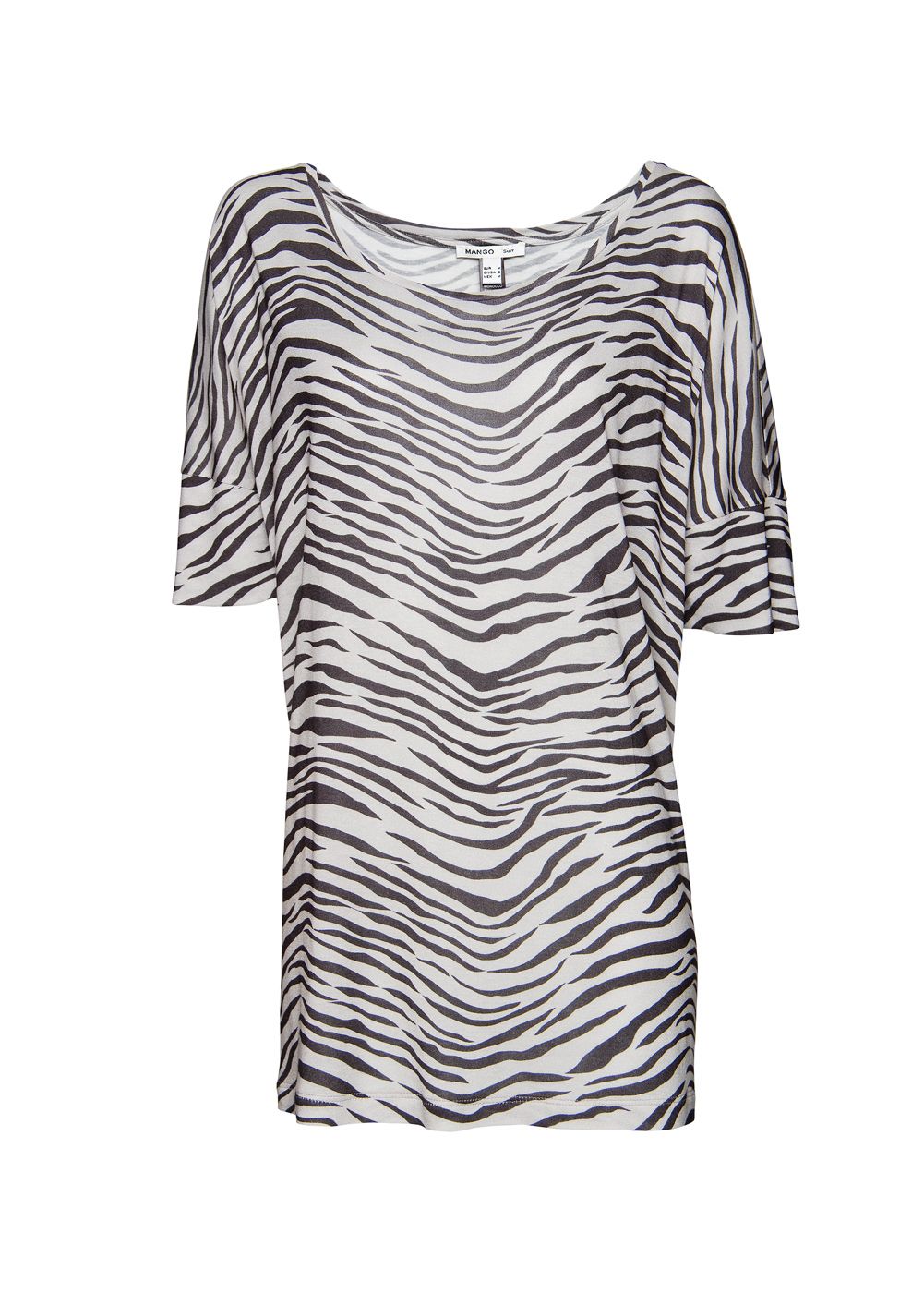 Mango Zebra Print Tshirt in Black | Lyst