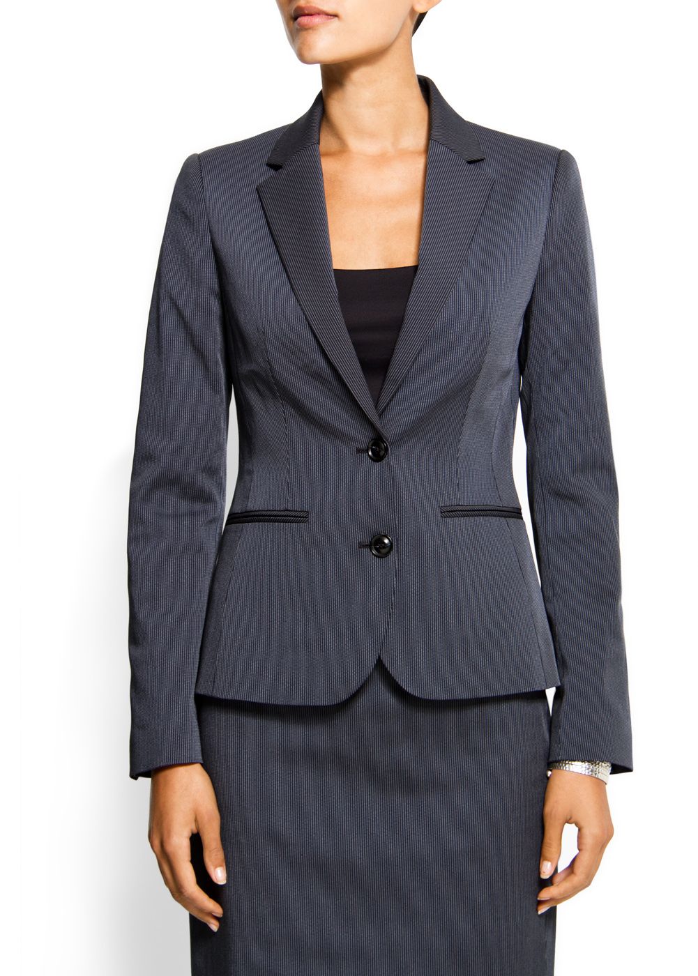 Mango Pinstripe Suit Jacket in Blue | Lyst