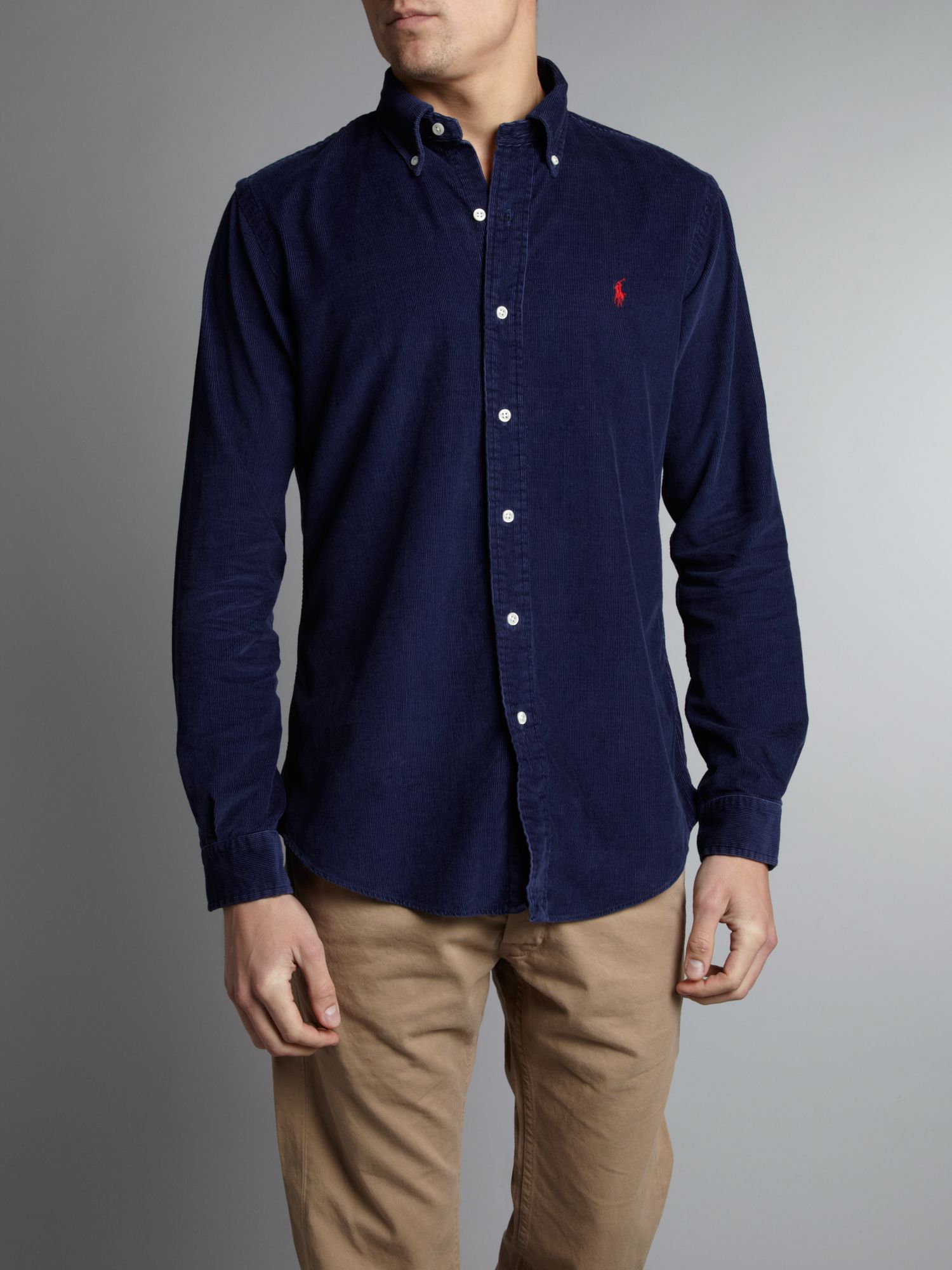 Polo ralph lauren Solid Corduroy Shirt in Blue for Men | Lyst