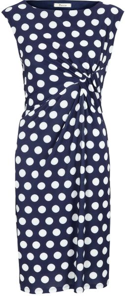 Precis Petite Navy Spot Print Jersey Dress in Blue (navy) | Lyst