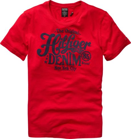 Tommy Hilfiger Federer Original Hilfiger Denim Tshirt in Red for Men | Lyst
