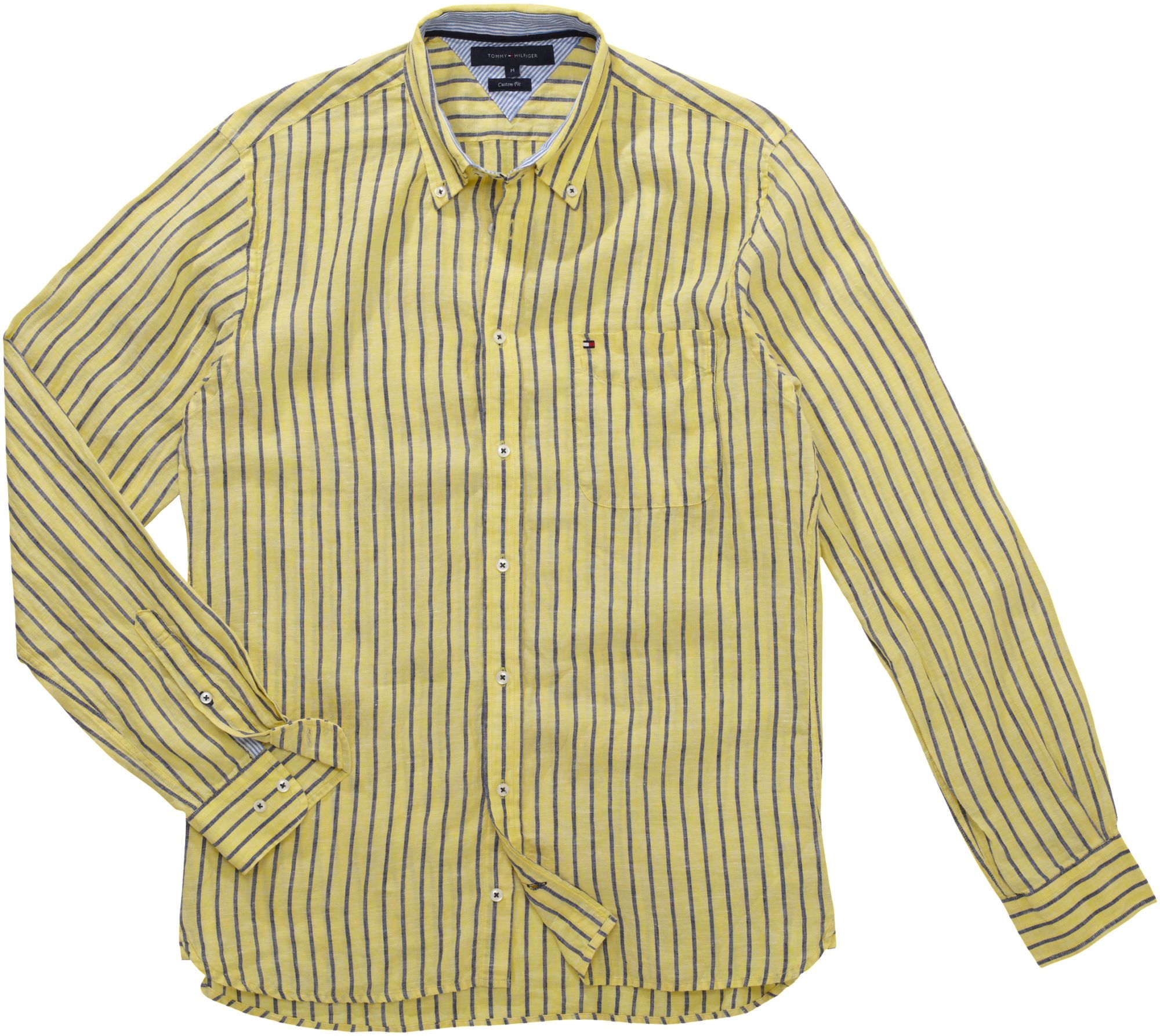 Tommy Hilfiger Connor Custom Fit Stripe Shirt in Yellow for Men | Lyst