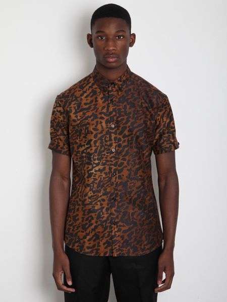 Alexander Mcqueen Alexander Mcqueen Mens Ocelot Print Shirt in Brown ...