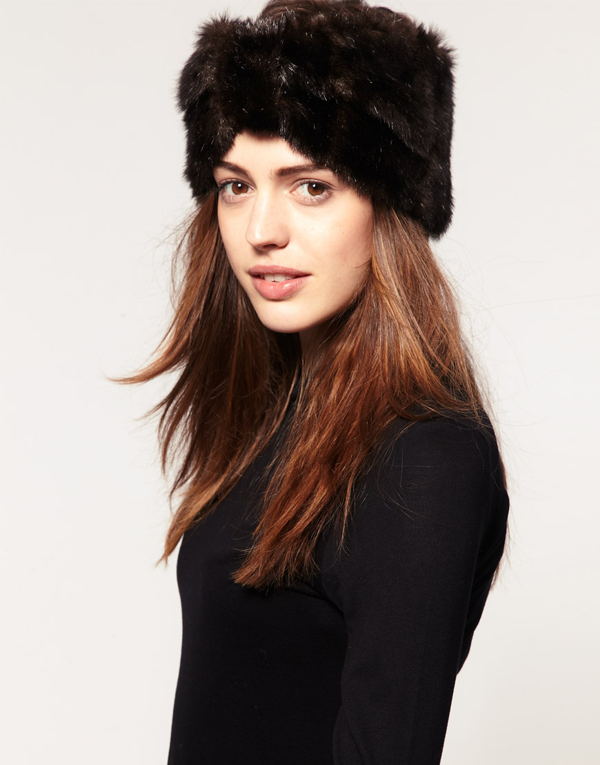 Asos collection Asos Faux Fur Turban Headband in Brown | Lyst