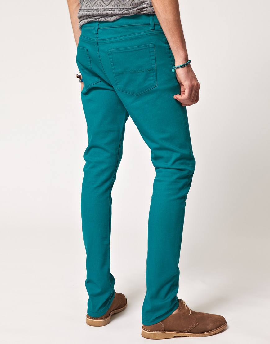 Lyst - ASOS Super Skinny Jeans In Teal in Blue for Men