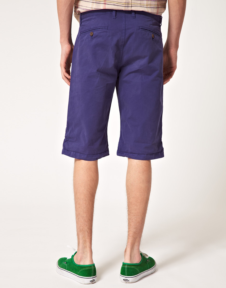 mens purple chino shorts