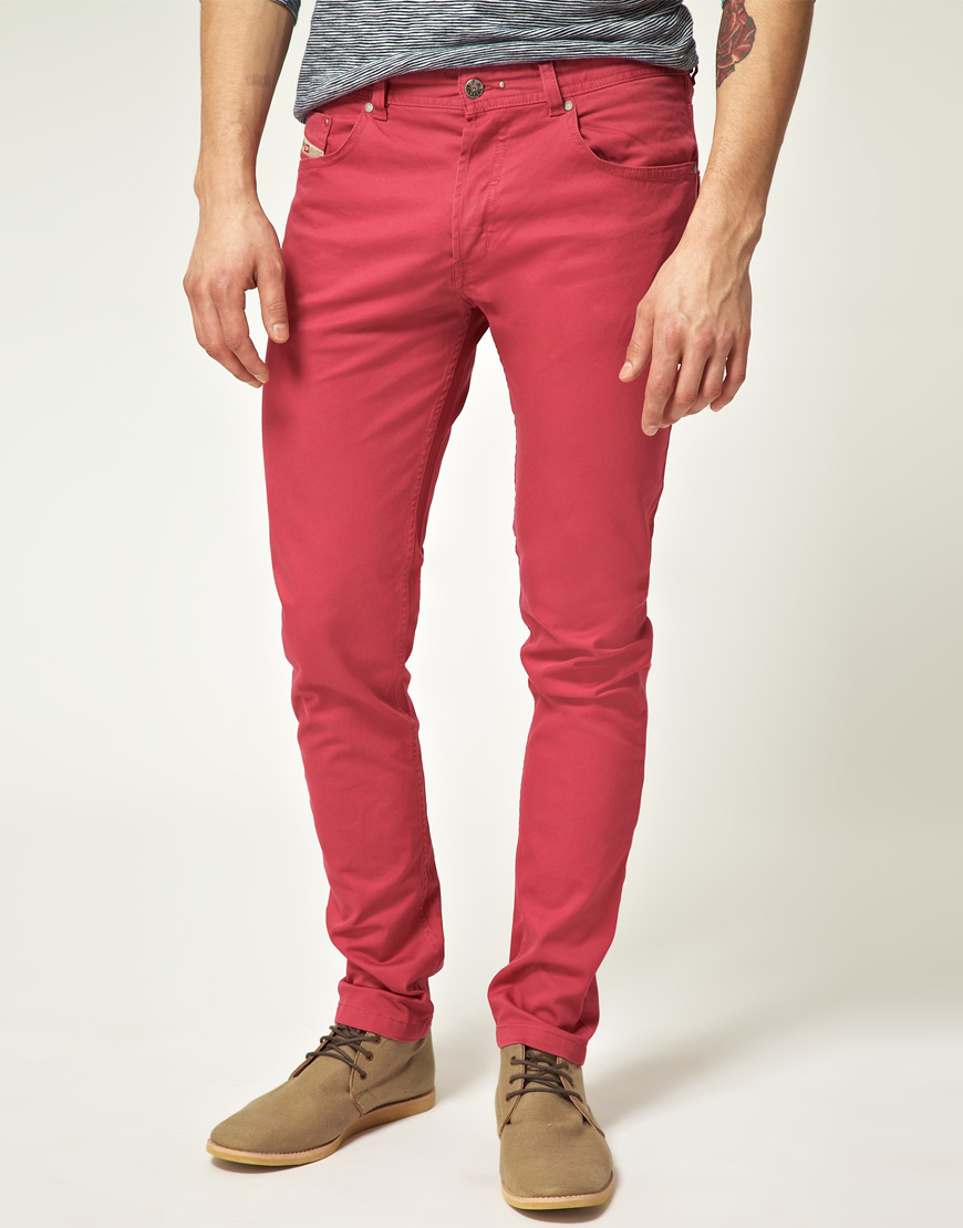 Diesel Diesel Tepphar Skinny Jeans in Red for Men | Lyst