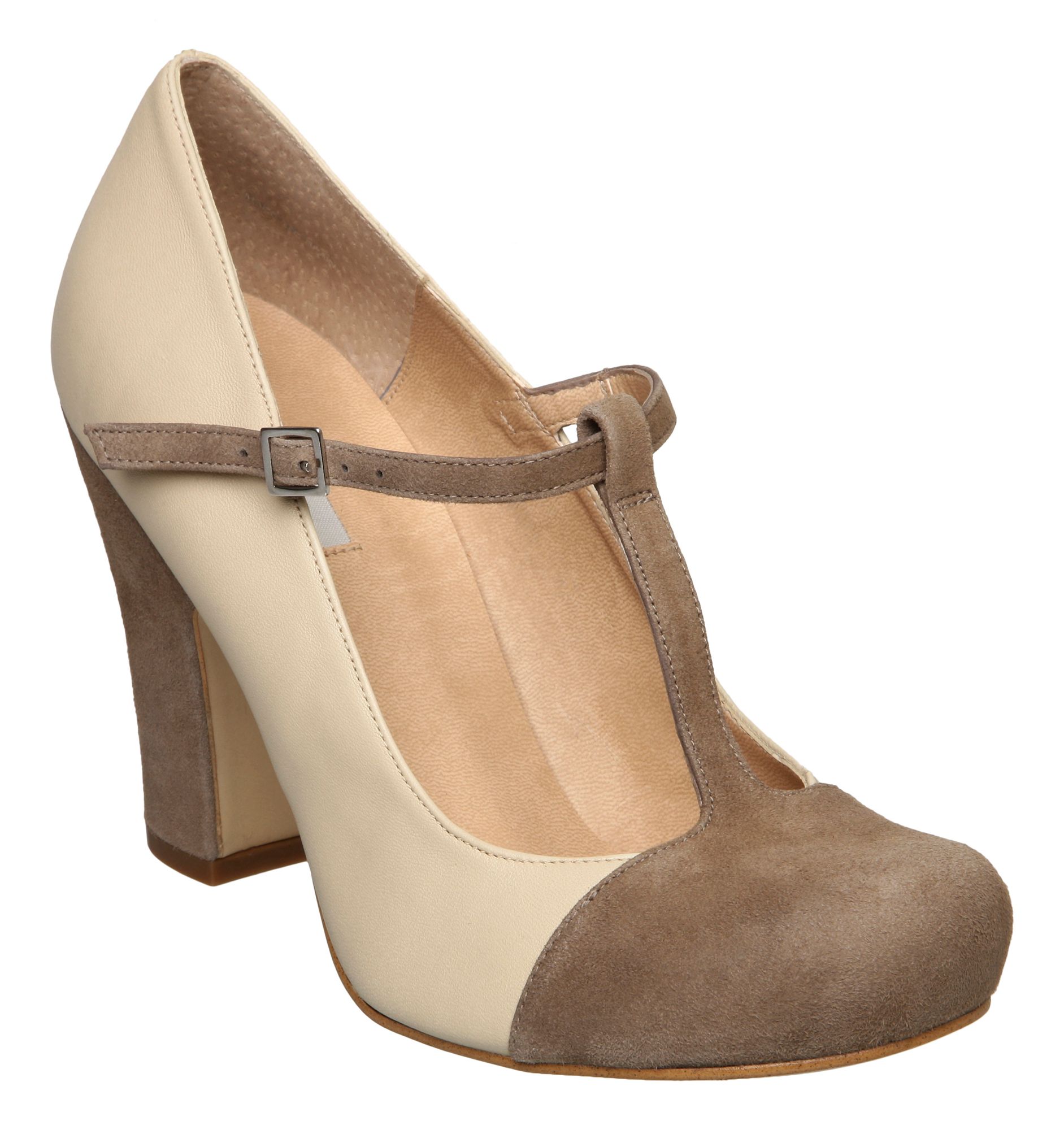Dune Stole D Two Tone Mid Heel T Bar Court Shoes in Brown (taupe) | Lyst