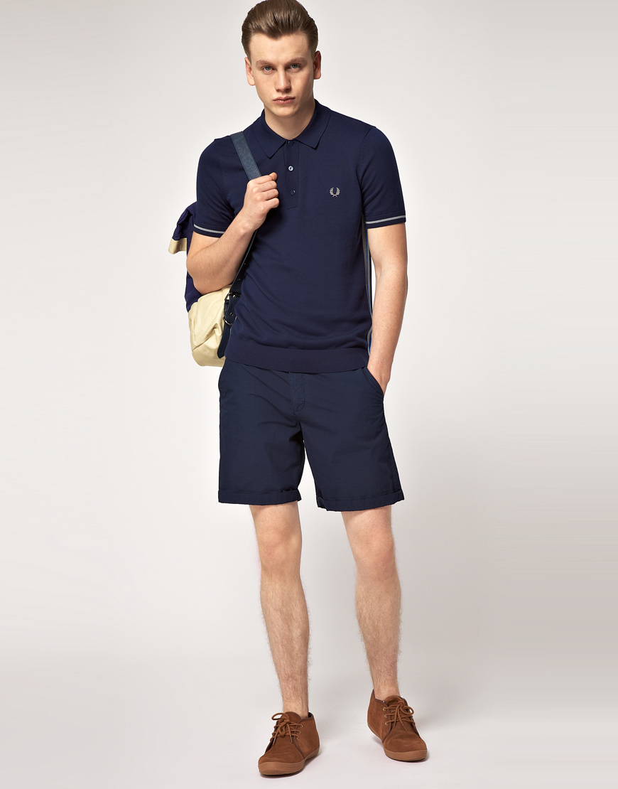 Lyst - Fred Perry Knitted Cycling Polo Shirt in Blue for Men