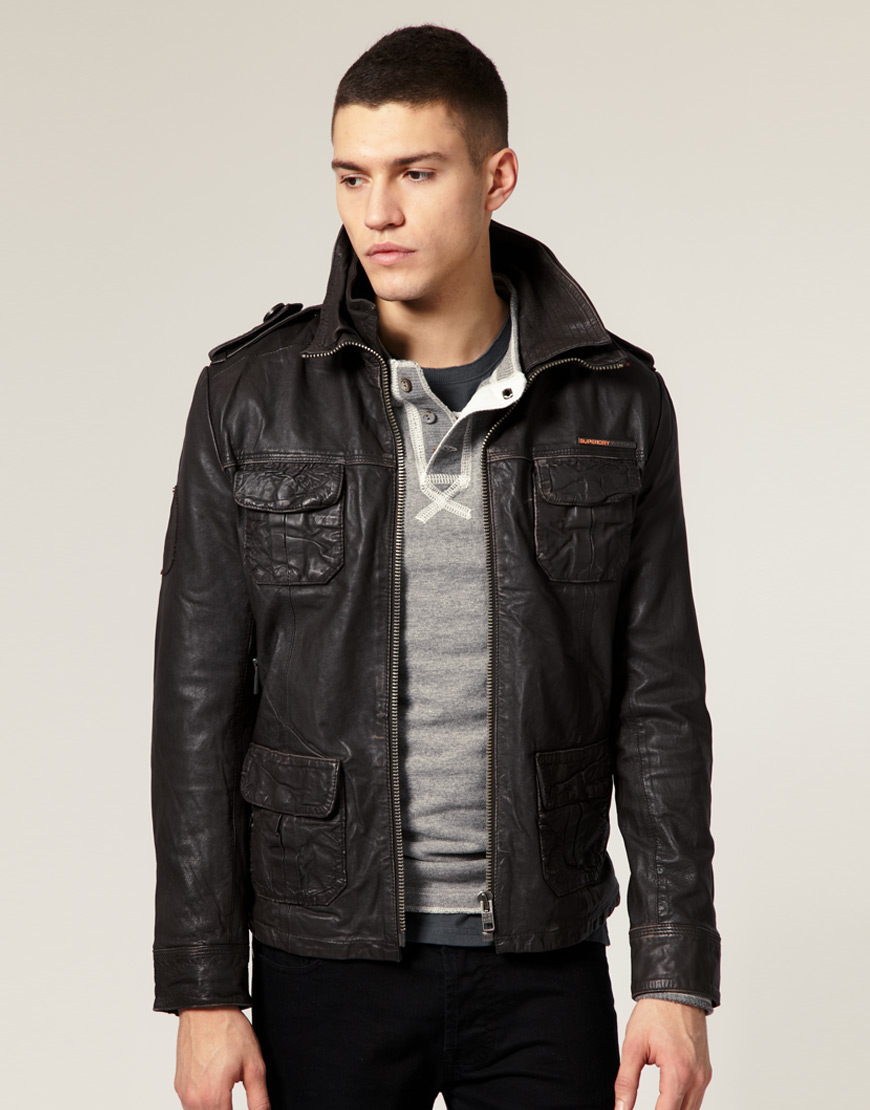 Lyst - Superdry Superdry Brad Leather Jacket in Brown for Men