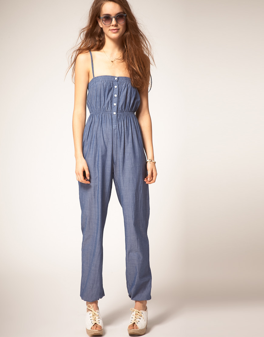 Pepe Jeans Pepe Jeans Chambray Jumpsuit in Blue | Lyst