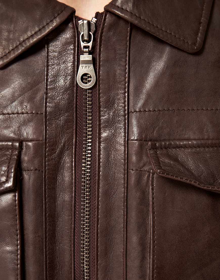Lyst River Island Hudson Leather Jacket in Brown for Men