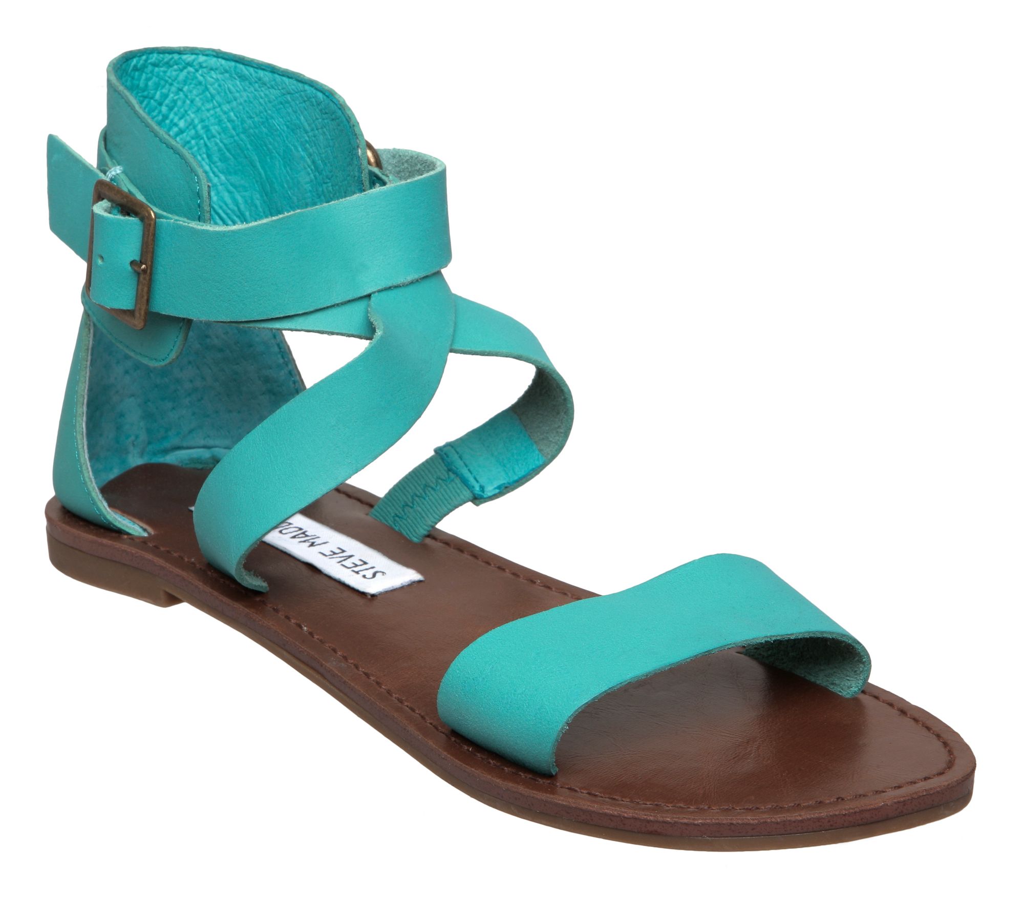 Steve Madden Bethany Sm Thick Strap Flat Sandals in Blue (turquoise) | Lyst