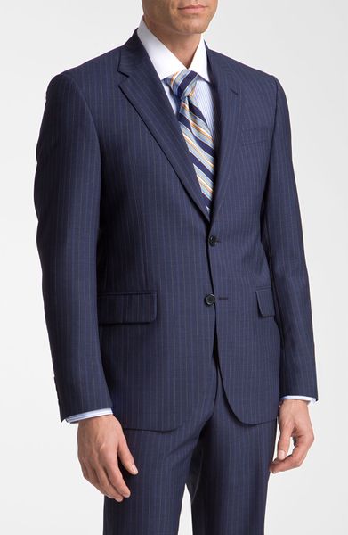 Robert Talbott Navy Pinstripe Wool Suit in Blue for Men (navy stripe ...