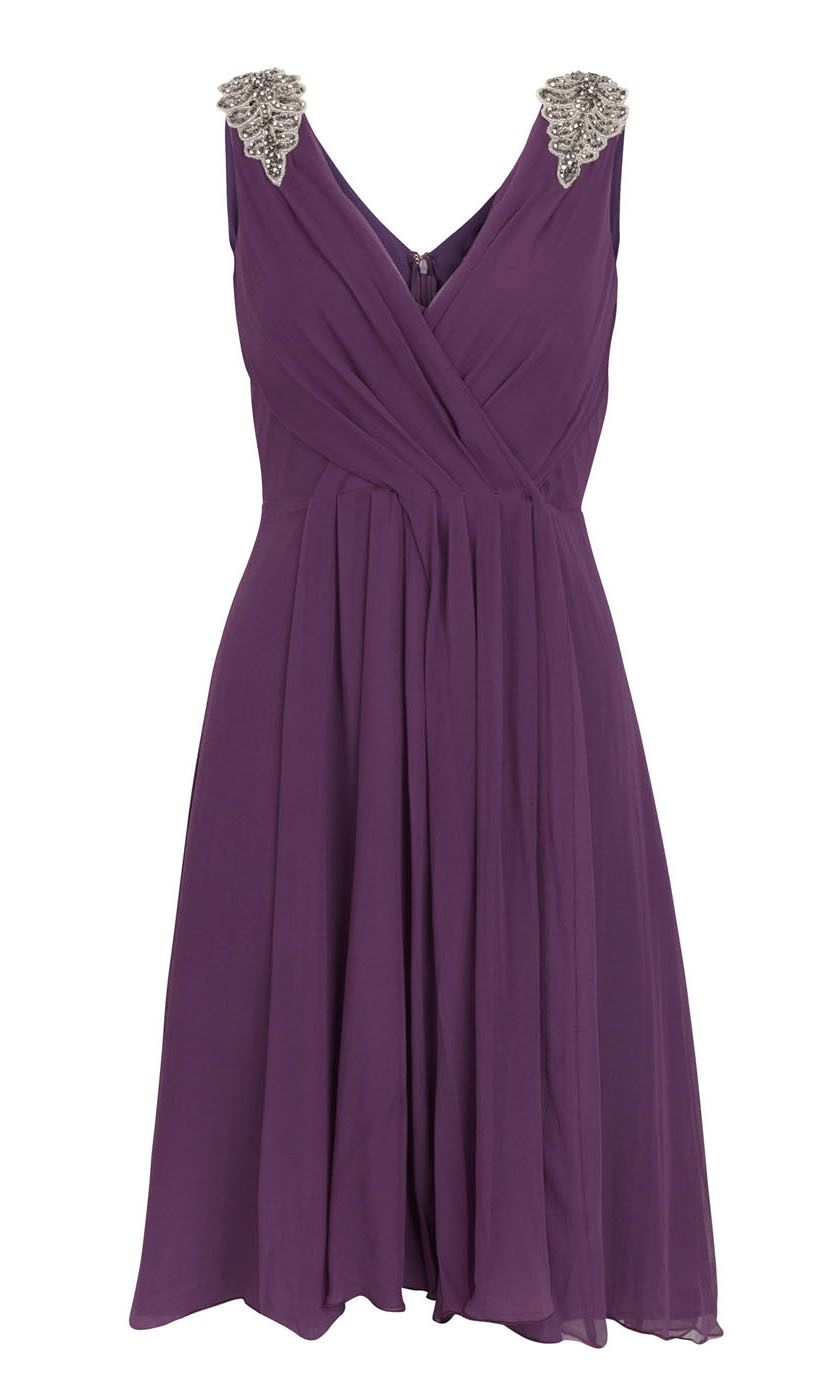 Almost Famous Chiffon Pleated Dress in Purple | Lyst