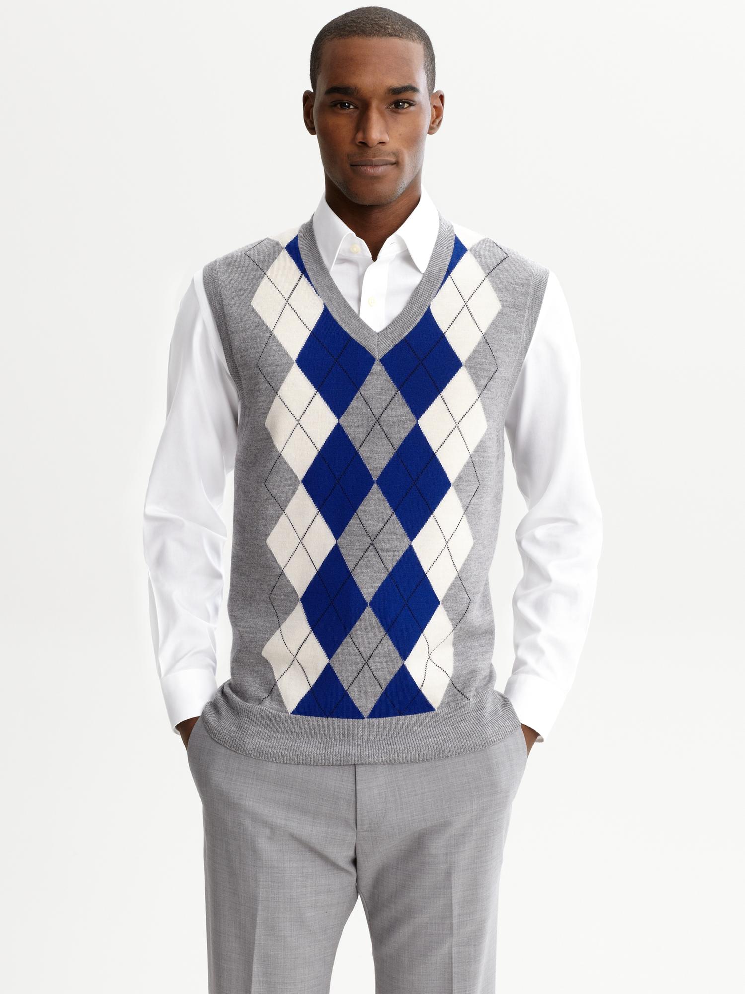 Sweater vest, Argyle sweater vest, Knitwear men