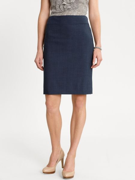 Banana Republic Navy Lightweight Wool Pencil Skirt in Blue (navy) | Lyst