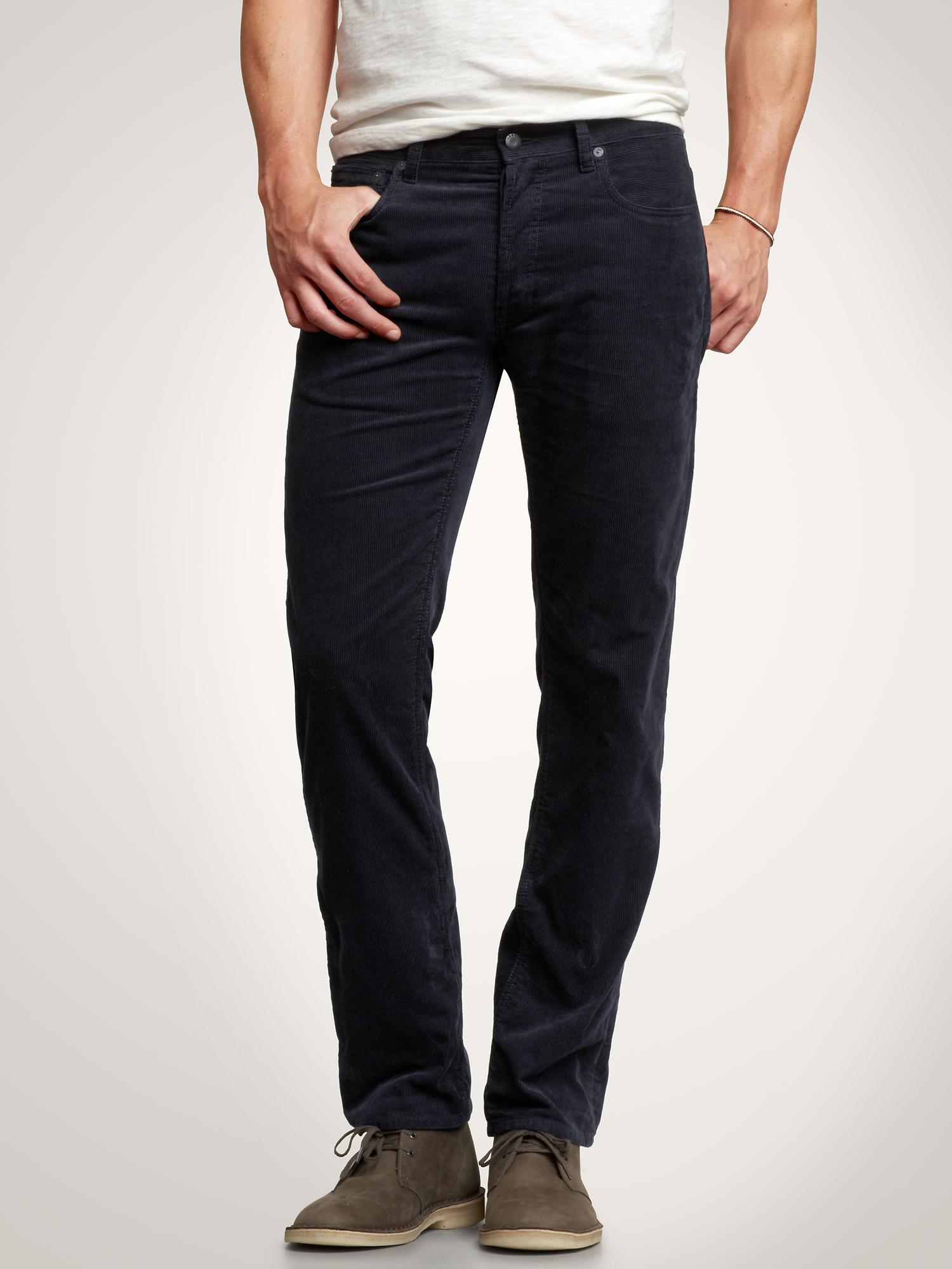 Gap Slim Fit Corduroy Pants in Black for Men (midnight navy) | Lyst