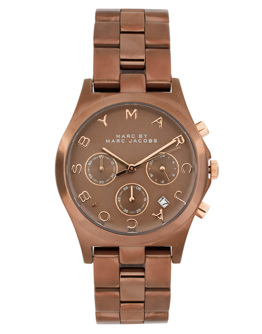 Marc By Marc Jacobs Chronograph Bracelet Watch in Brown | Lyst