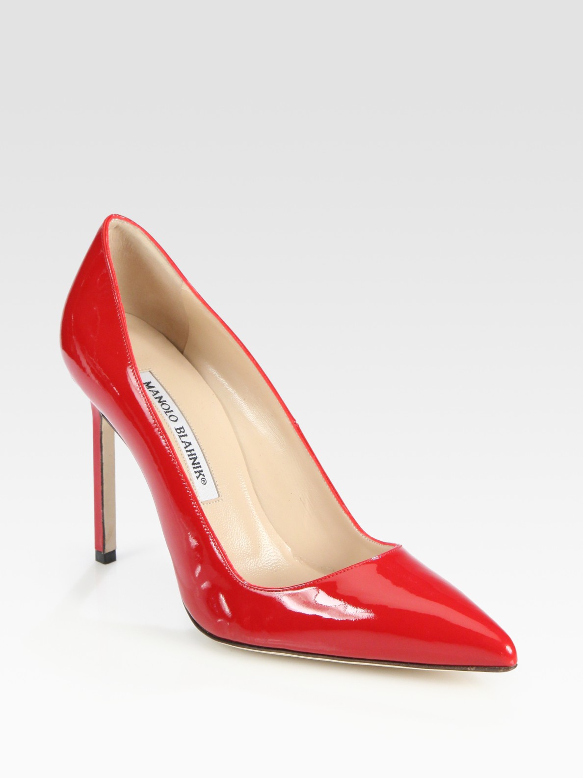 Lyst - Manolo Blahnik Bb Patent Leather Point Toe Pumps in Red