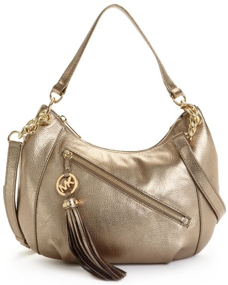 Michael Kors Charm Tassel Convertible Shoulder Bag in Gold (bronze) | Lyst