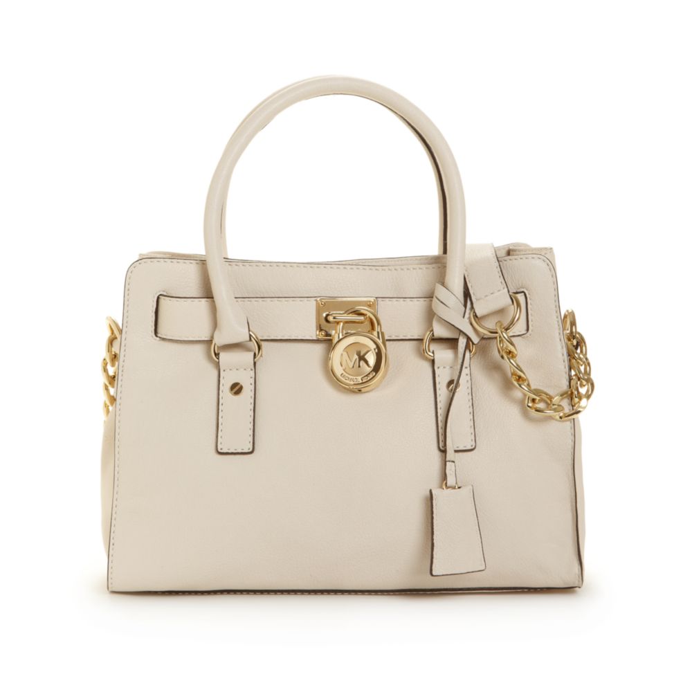 Lyst Michael Kors Hamilton Gold Hardware East West Satchel In Natural Gallery