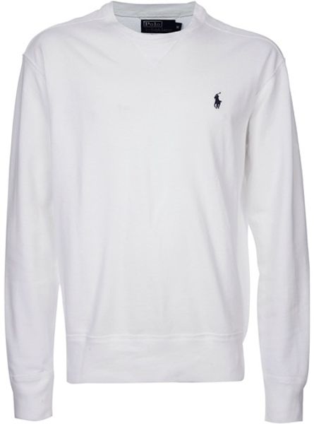 Polo Ralph Lauren Logo Sweatshirt in White for Men | Lyst