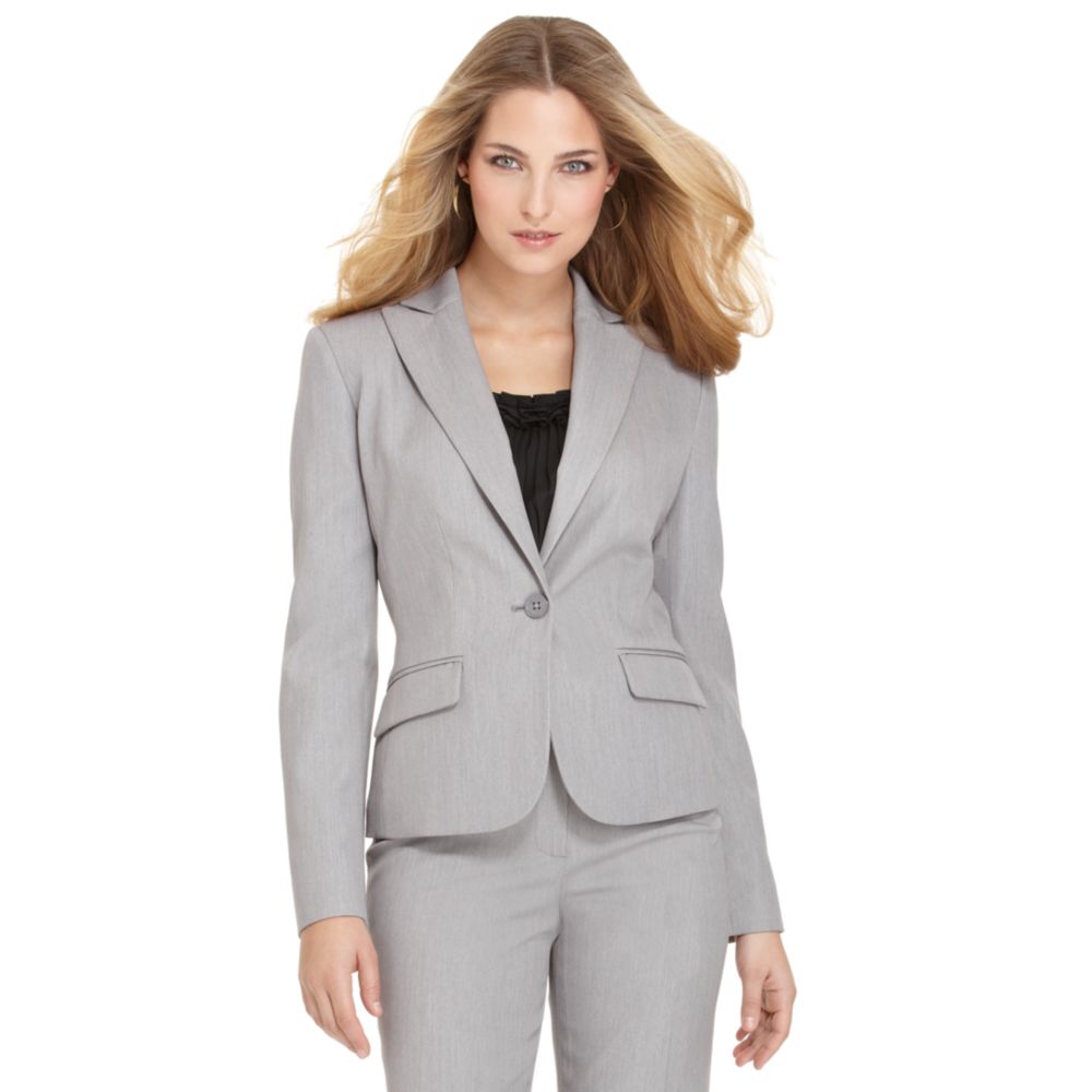 Anne Klein Jacket One Button Blazer Grey in Gray (grey) | Lyst