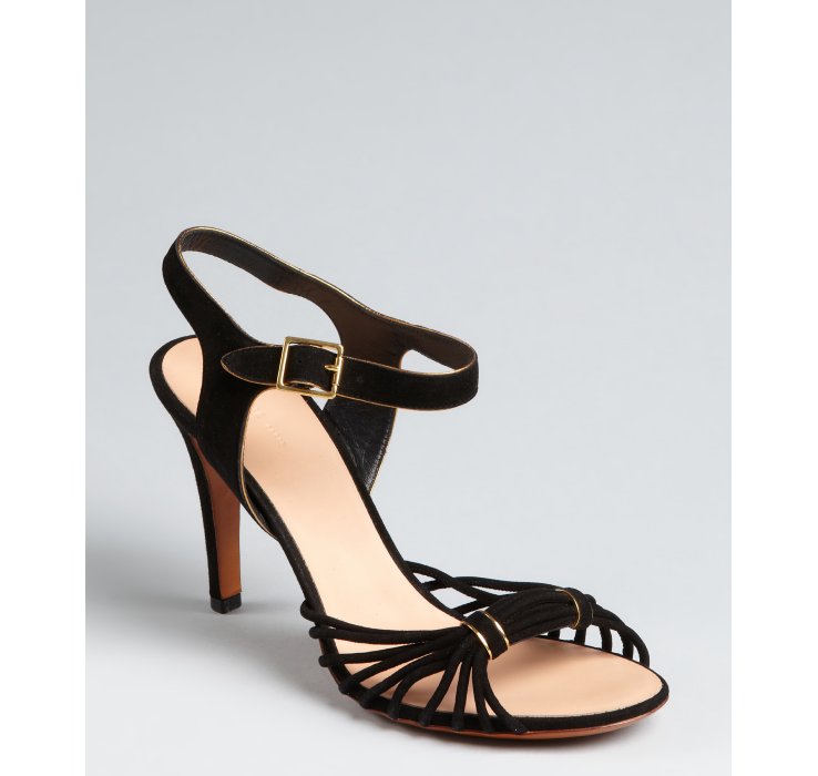 Lyst - Céline Black Knotted Suede Ankle Strap Heels in Black