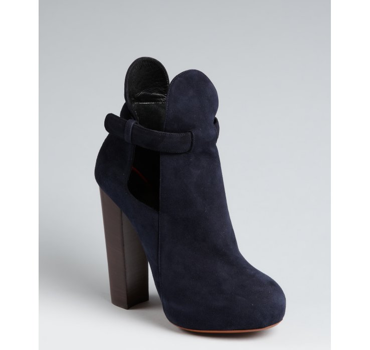 blue platform booties