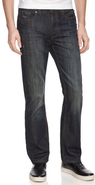 Kenneth Cole Reaction Straight Leg Dark Wash Jeans in Gray for Men ...