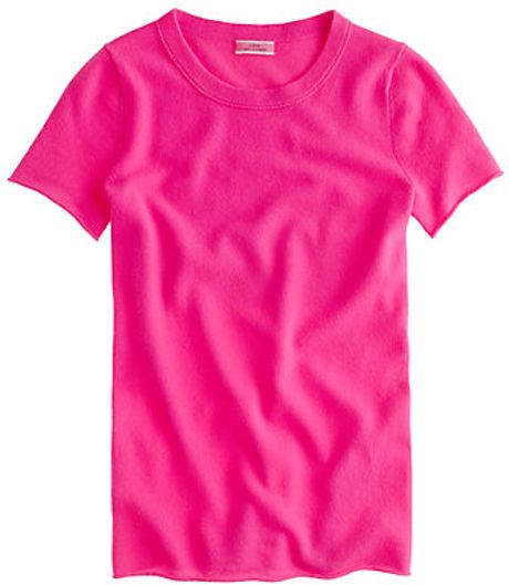 J.crew Cashmere Tee in Pink (neon pink) | Lyst