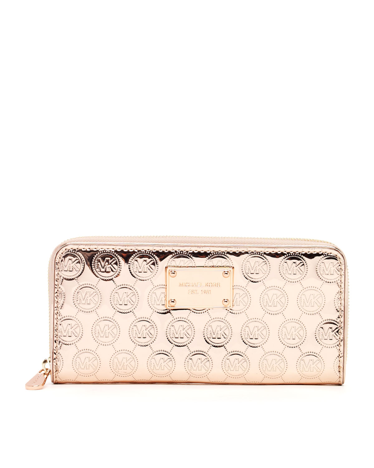 Lyst Michael Kors Jet Set Monogram Mirror Metallic Gallery
