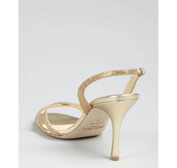 Jimmy choo Gold Glitter India Sandals in Metallic | Lyst