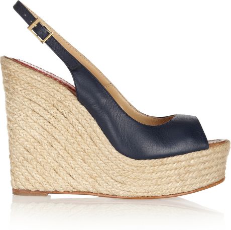 Paloma BarcelÃ³ Leather Espadrille Wedge Sandals in Blue (navy) | Lyst