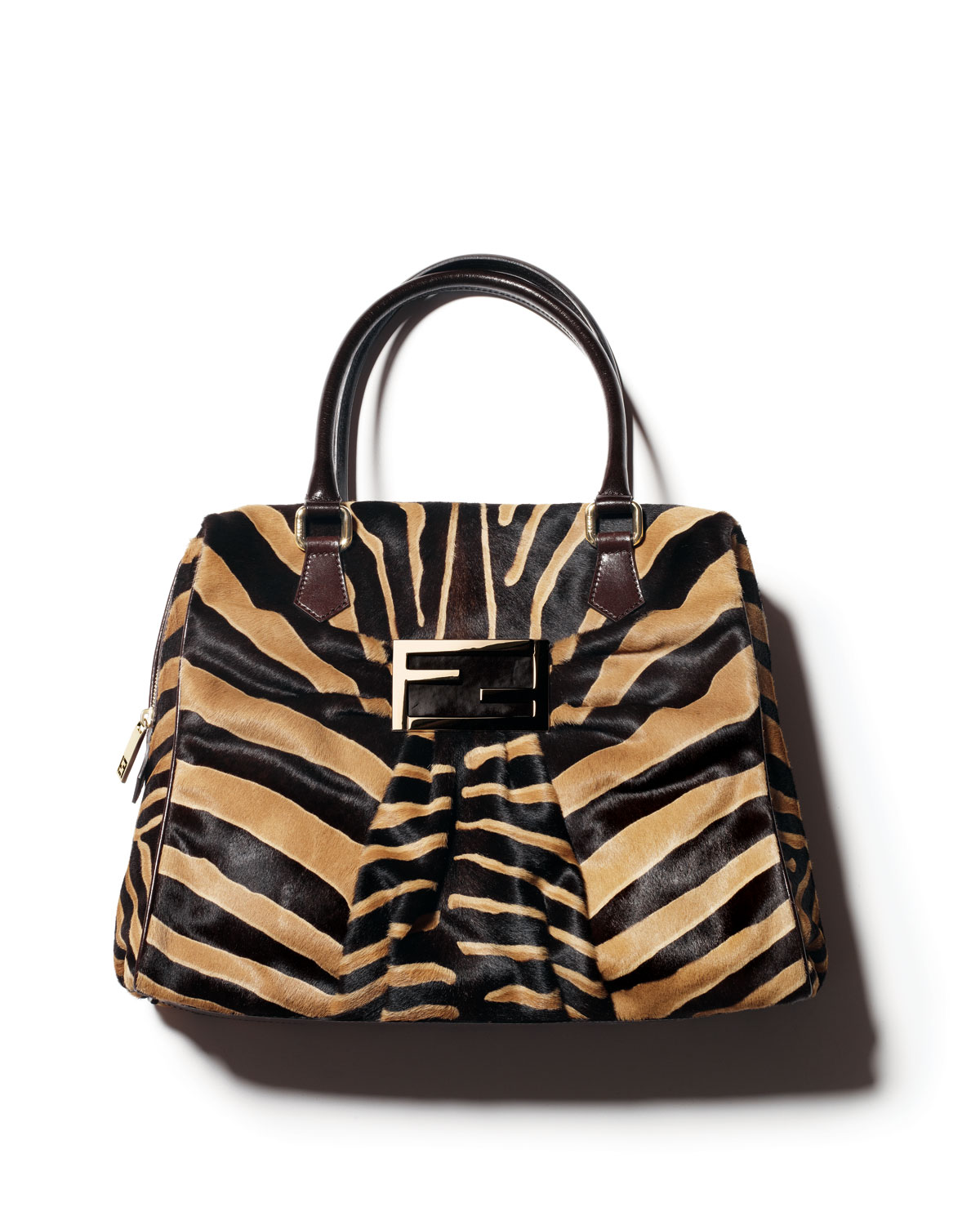 Fendi Zebra-print Calf Hair Mia Bag in Animal (honey brown) | Lyst