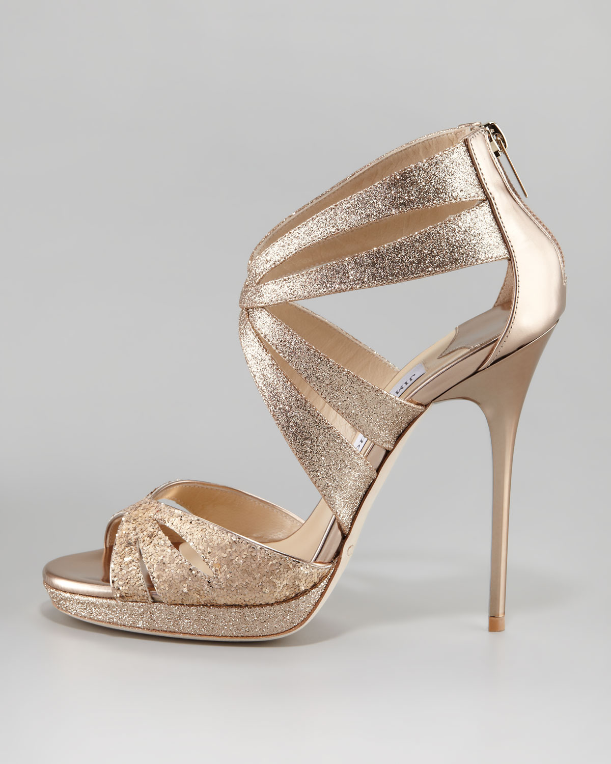 Lyst - Jimmy choo Garland Two-tone Glitter-coated Metallic Leather ...