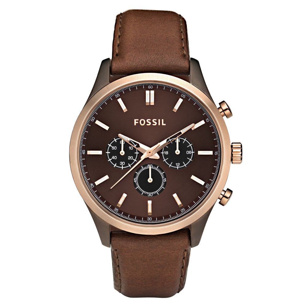Fossil Mens Chronograph Brown Leather Strap Watch in Brown for Men | Lyst