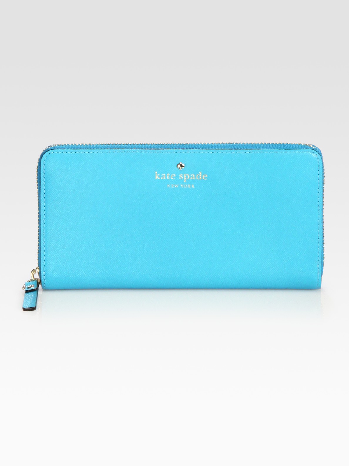 Kate Spade Saffiano Leather Ziparound Wallet in Blue (adriatic) | Lyst