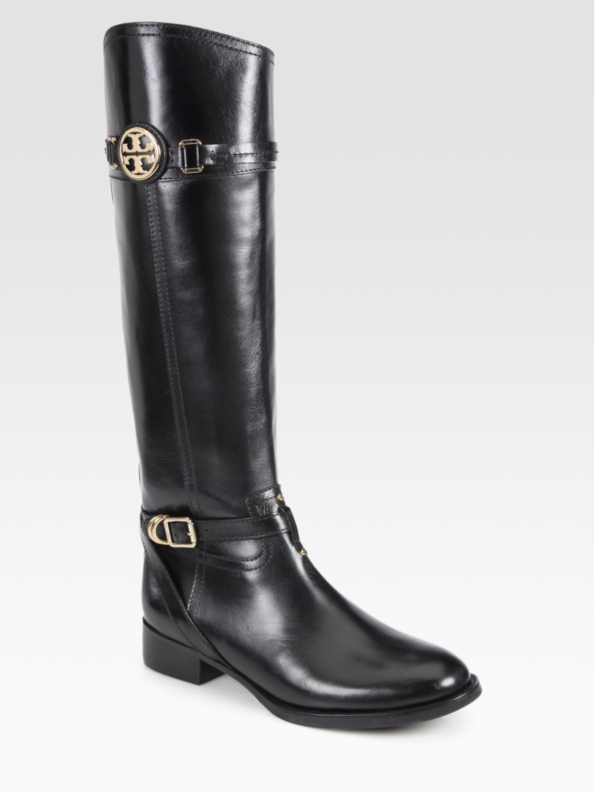 Tory Burch Calista Leather Riding Boots in Black | Lyst