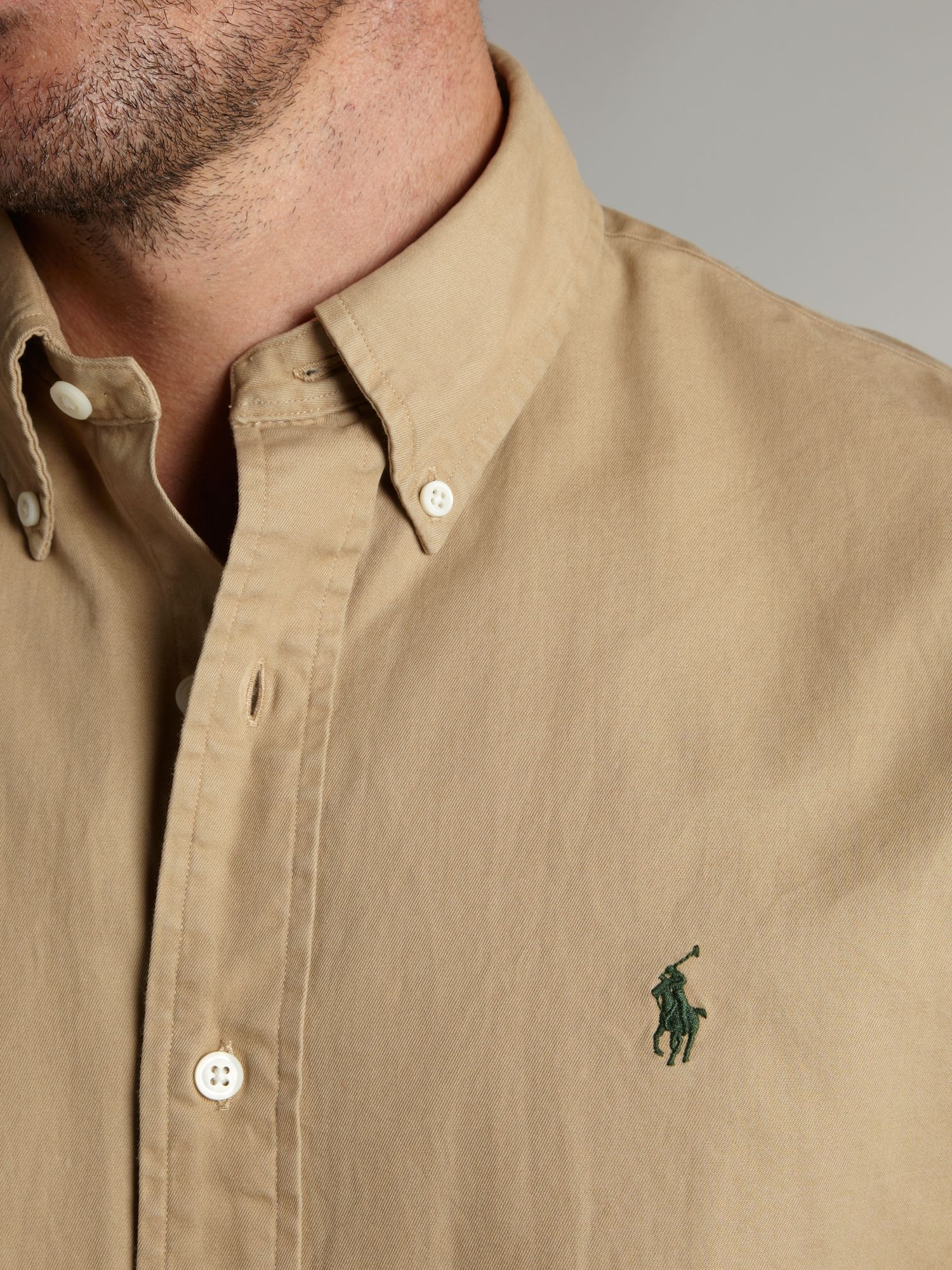 Polo ralph lauren Solid Chino Shirt in Natural for Men | Lyst