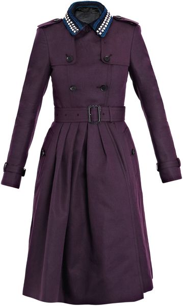 Burberry Prorsum Full Skirted Trench Coat in Purple | Lyst
