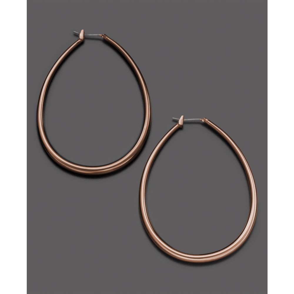 Lyst Fossil Mixed Metal Hoop Earrings In Brown Gallery