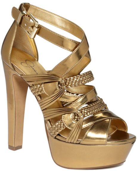 Jessica Simpson Parissa Platform Sandals in Gold | Lyst