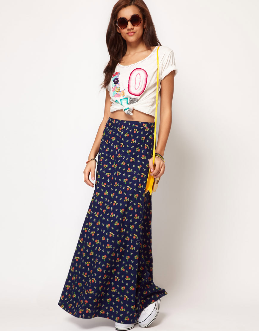 Lyst - River Island River Island Aline Maxi Skirt in Blue