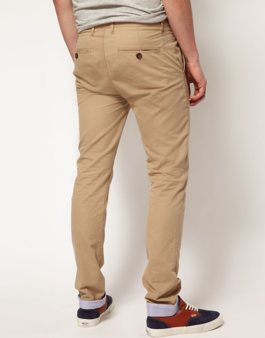 Lyst - Asos Slim Chino with Turn Up in Natural for Men
