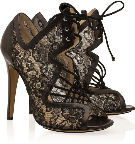 Nicholas Kirkwood Lace & Suede Cage Ankle Boots in Black | Lyst