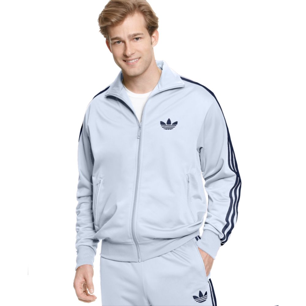 grey and blue adidas tracksuit