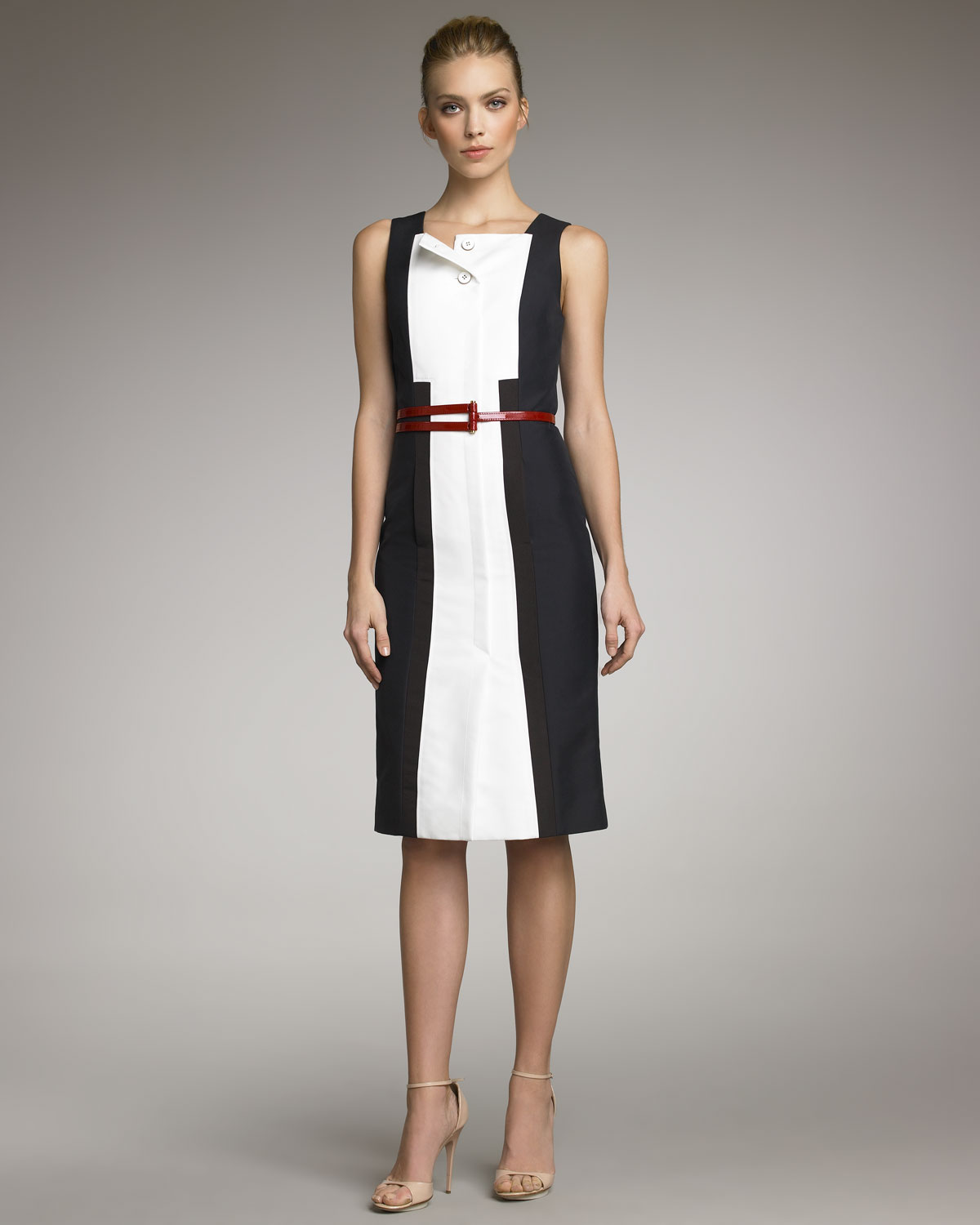 Lyst Carolina Herrera Colorblock Dress In White Gallery