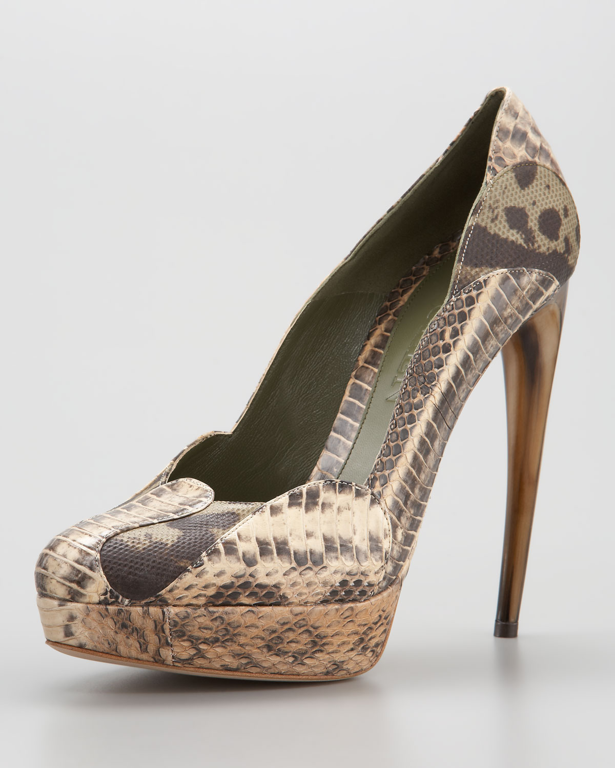 snakeskin flat pumps